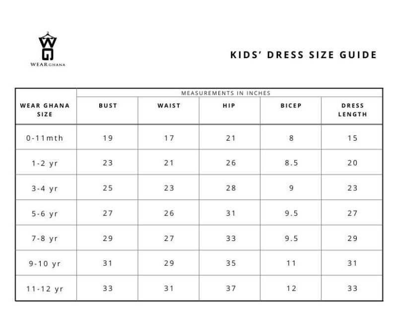 Kids Dress Size Guide Kids Dress Size Guide